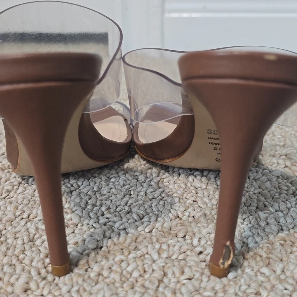 Schutz Ariella Stiletto Sandals Color Wood Size 5.5 - Picture 3 of 6